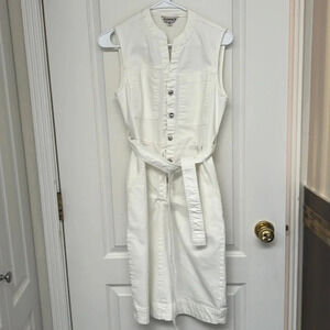 Nanette  Lepore Denim Short Sleeve Button Up Midi Dress | Size XS White